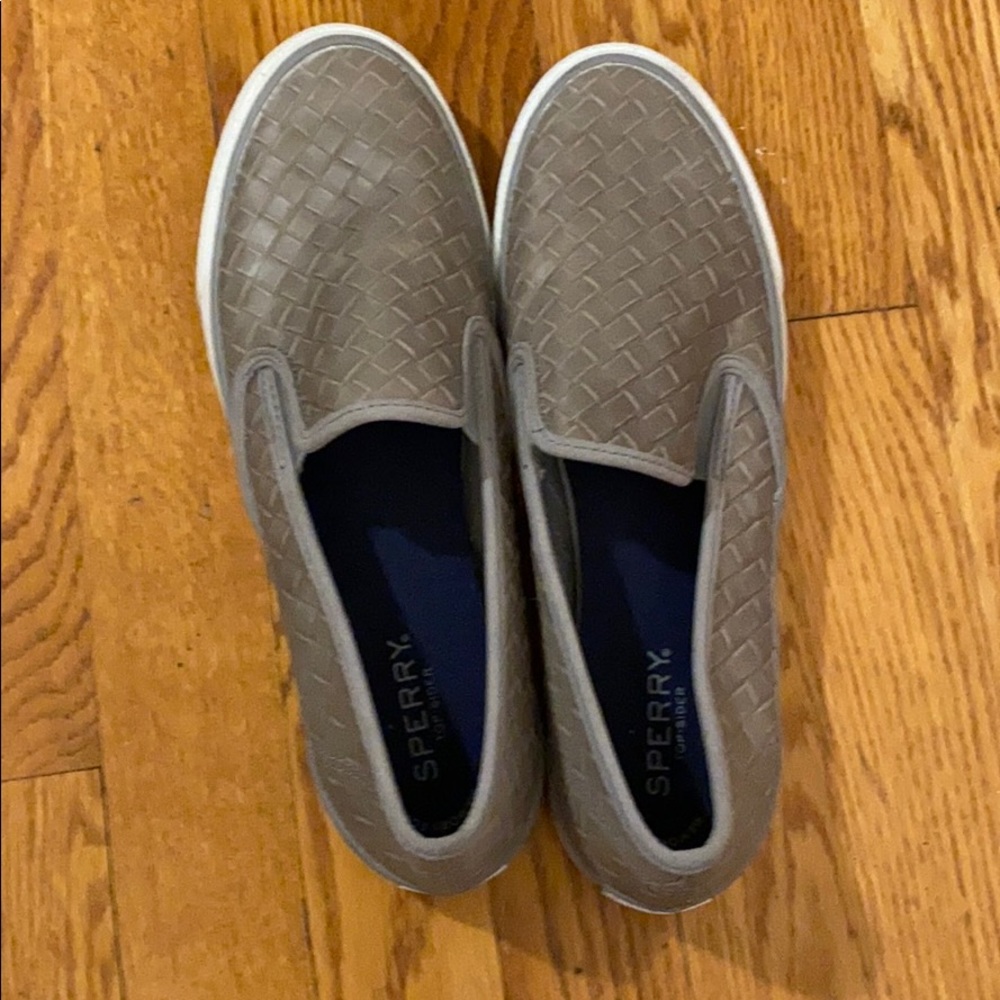 Sperry gray slip on shoes